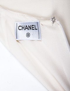 CHANEL white silk skirt, size 38FR