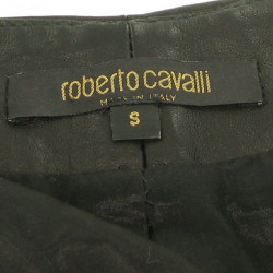 Jupe cuir noir finition dentelle ROBERTO CAVALLI