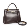 Kelly 32 HERMES cuir box marron