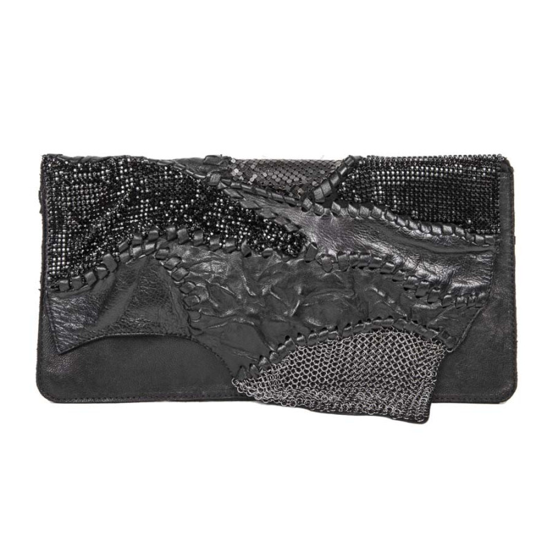 Pochette BALMAIN du soir patchwork en cuir noir