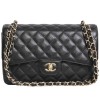 Sac Jumbo CHANEL en cuir caviar noir doré