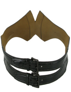 Ceinture cuir vernis noir ALAIA