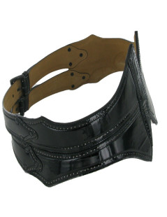 Ceinture cuir verni noir ALAIA