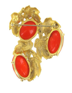 PIN Vntage SCHIAPARELLI coral glass