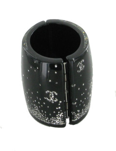 CHANEL cuff black resin encrusted with Rhinestones