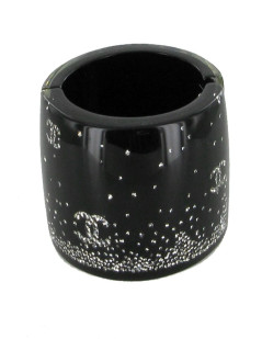 CHANEL cuff black resin encrusted with Rhinestones