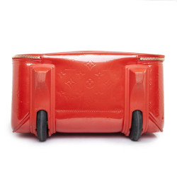 Valise à roulettes LOUIS VUITTON cuir verni orange