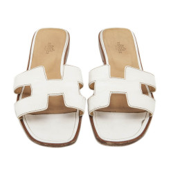 Mules Oran HERMES T 39.5 cuir blanc