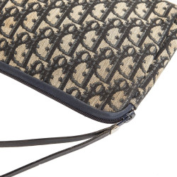 CHRISTIAN DIOR Vintage canvas pouch oblique blue