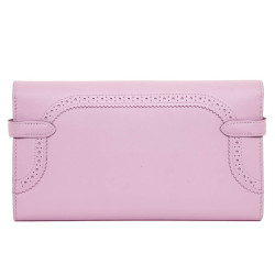 Pochette HERMES  Kelly Ghillies cuir grainé rose confetti