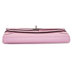 Pochette HERMES  Kelly Ghillies cuir grainé rose confetti