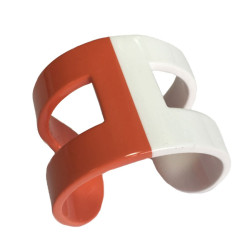 Bracelet HERMÈS en laque blanche et orange forme H