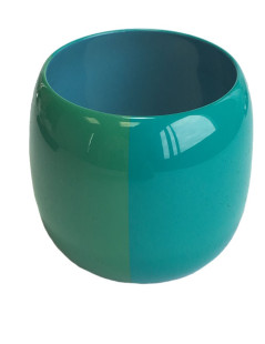 Curved lacquered HERMES bracelet green and blue