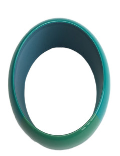 Curved lacquered HERMES bracelet green and blue