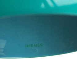 Curved lacquered HERMES bracelet green and blue