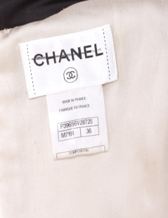 Robe CHANEL T 36 en cachemire et soie blanc cassé 