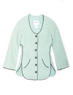 Chanel T 36 fr "Les fonds marins" jacket in green cotton tweed