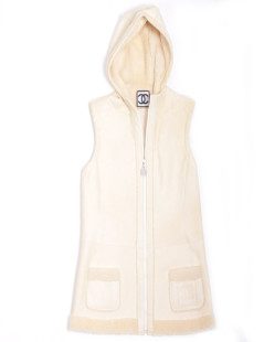 CHANEL white shearling jacket size 40FR 