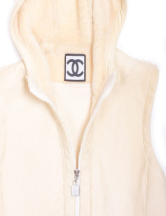 CHANEL white shearling jacket size 40FR 