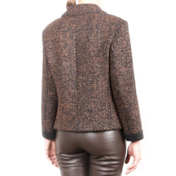 Veste CHANEL T 38 tweed marron