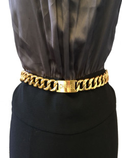 80's CHANEL chain belt in gilded metal