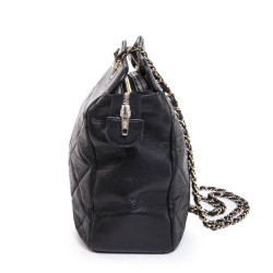 Sac cabas CHANEL vintage cuir matelassé noir