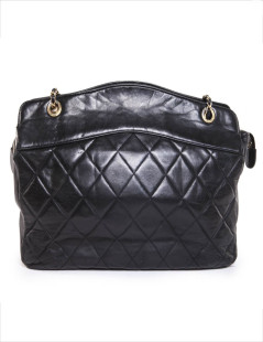 Sac cabas CHANEL vintage cuir matelassé noir