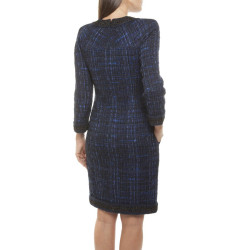 CHANEL 'Paris-Shanghai' dress in silk blue tweed and wool size 38EU