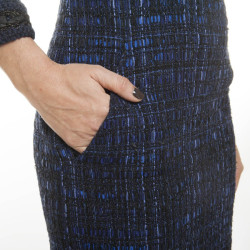 CHANEL 'Paris-Shanghai' dress in silk blue tweed and wool size 38EU