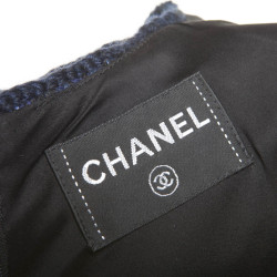 CHANEL 'Paris-Shanghai' dress in silk blue tweed and wool size 38EU