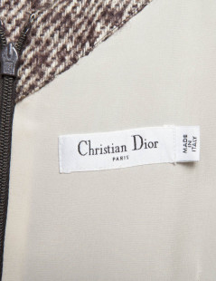 DIOR T 34 dress in wool and mohair Brown and cream