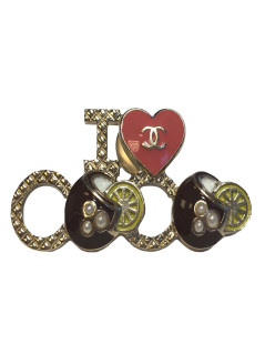 2017 Pin's CHANEL en métal doré "I love COCO"