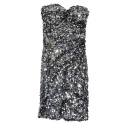 Robe cocktail DOLCE & GABBANA à sequins argentés