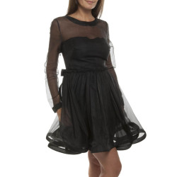 Robe cocktail VALENTINO organza noire à volants