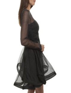 Robe cocktail VALENTINO organza noire à volants