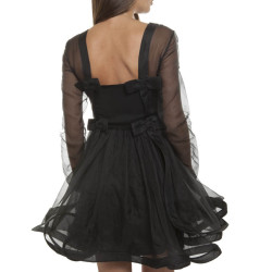 Robe cocktail VALENTINO organza noire à volants