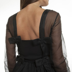 Robe cocktail VALENTINO organza noire à volants