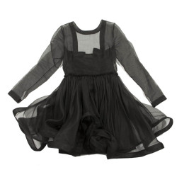 Robe cocktail VALENTINO organza noire à volants