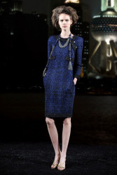 CHANEL 'Paris-Shanghai' dress in silk blue tweed and wool size 38EU