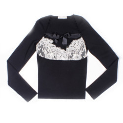 T L VALENTINO Black Lace top White