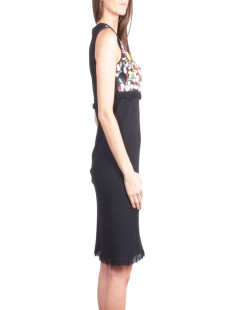 CHANEL dress in black wool and flags embroidery size 38EU