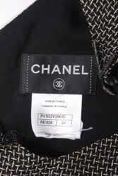 Robe CHANEL T 34 fils lamés argent et noir 