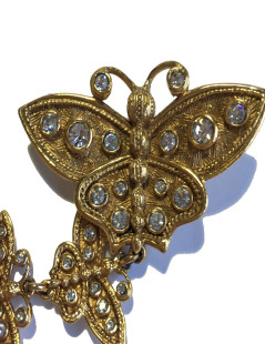 Ceinture CHRISTIAN DIOR Couture vintage en métal doré et strass