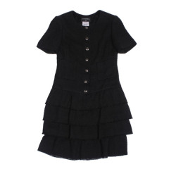 CHANEL T 36 EN black tweed dress