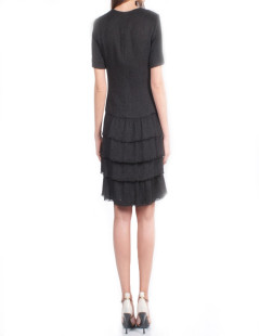 CHANEL T 36 EN black tweed dress