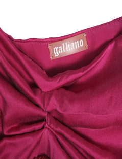 JOHN GALLIANO Cocktail Dress in Dark Fuchsia Silk Satin Size 40FR