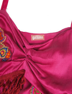 JOHN GALLIANO Cocktail Dress in Dark Fuchsia Silk Satin Size 40FR