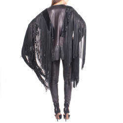 TOM FORD fringed Top in black leather size 38EU