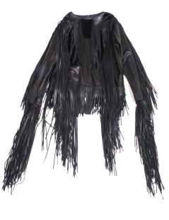 TOM FORD fringed Top in black leather size 38EU