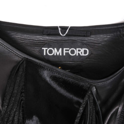 TOM FORD fringed Top in black leather size 38EU